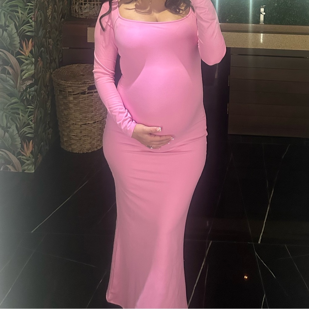 Pink maxi body con dress